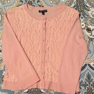 Cable & Gauge Feminine Soft Peach Lace Cardigan